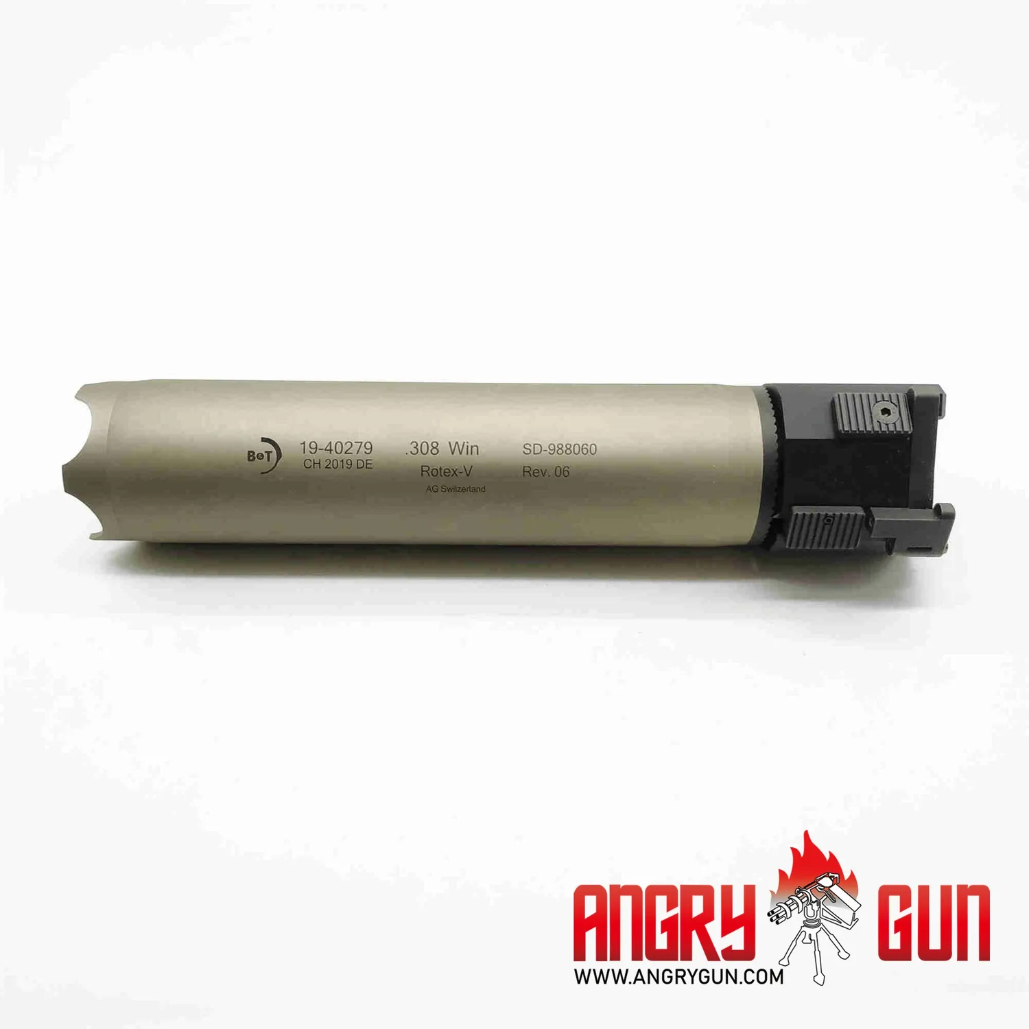 AngryGun Rotex V .308 amortizor tracer 191mm QD argintiu