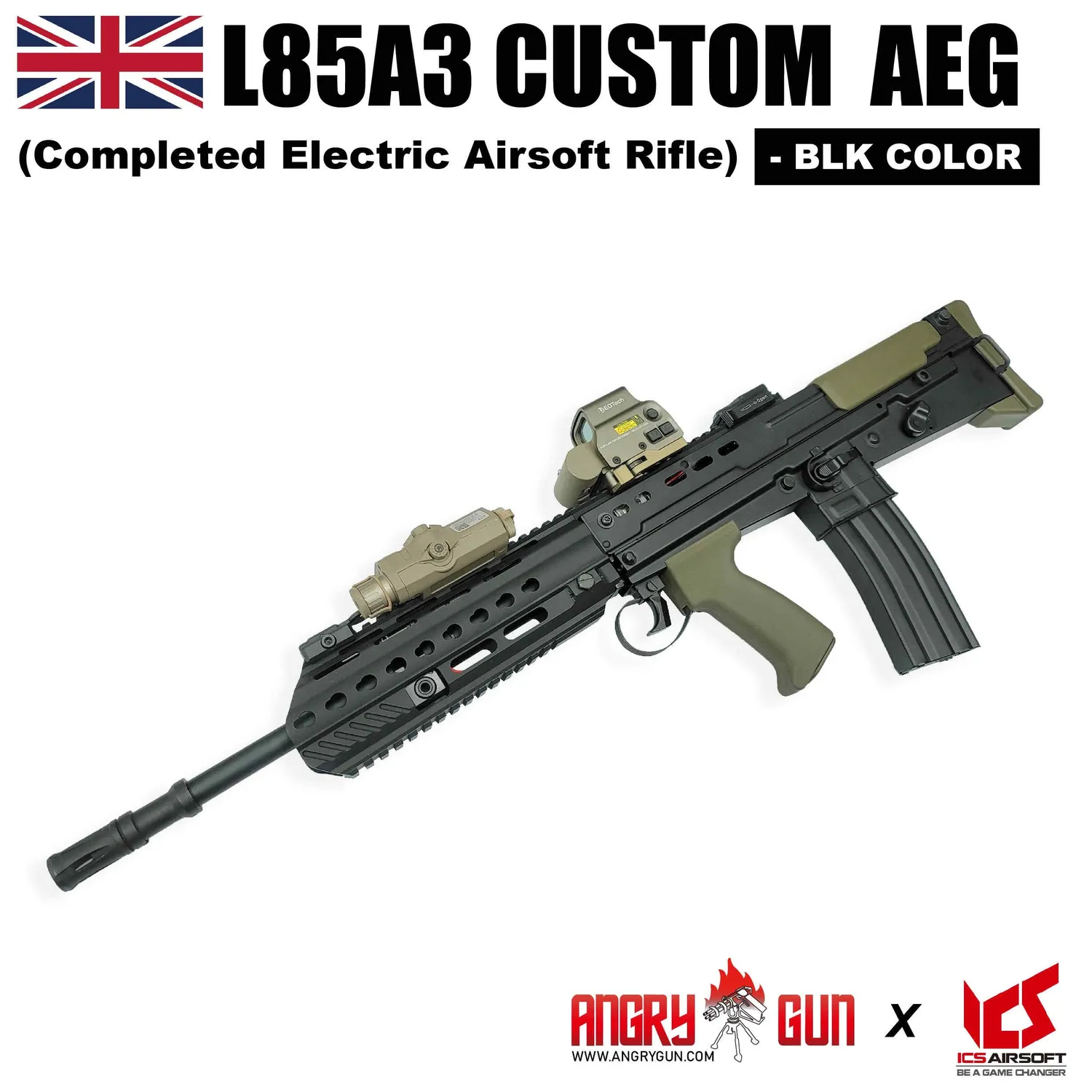 AngryGun ICS L85A3 pușcă airsoft electrică neagră 310 FPS