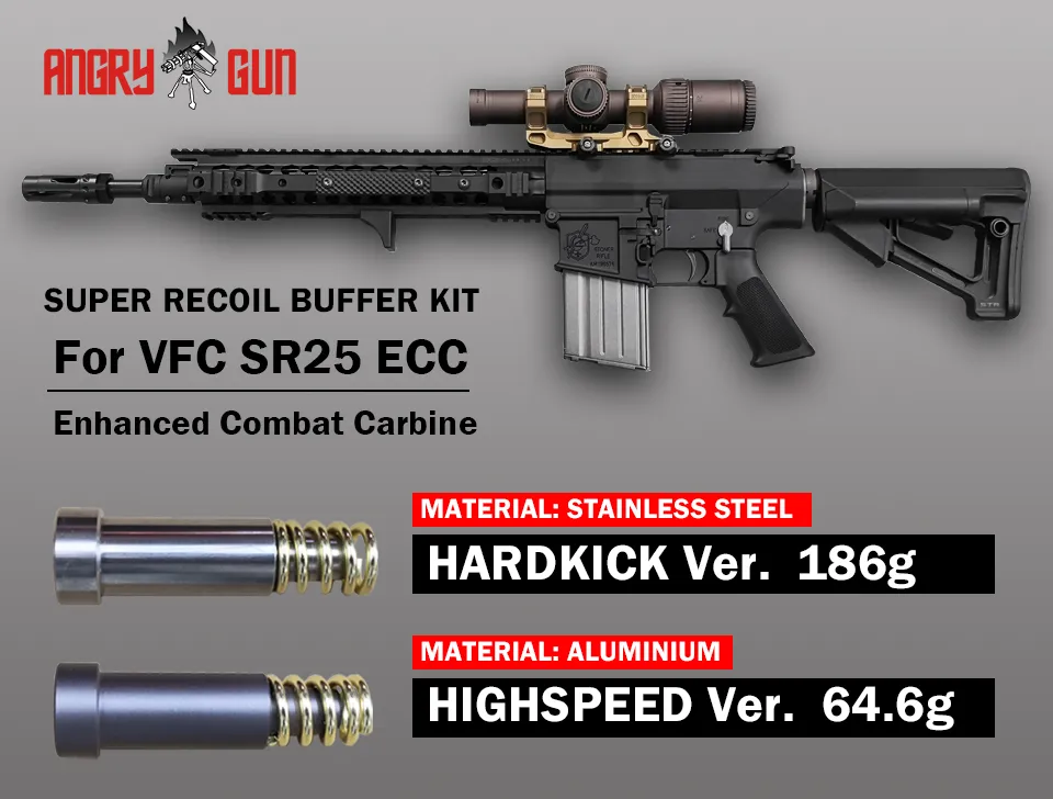 Angry Gun SR25ECC Super Recoil buffer Hard Kick inox