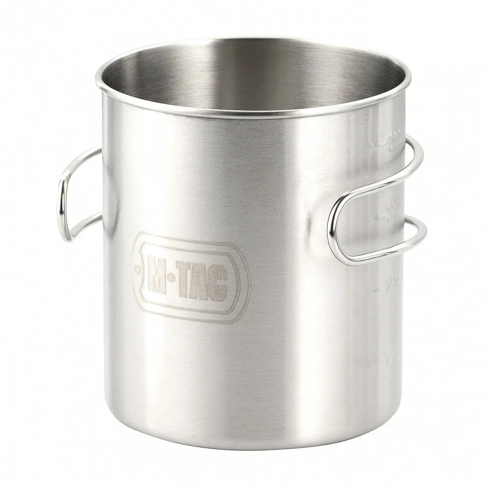 M-Tac Cană pliabilă inox Crom 450 ml mâner rabatabil