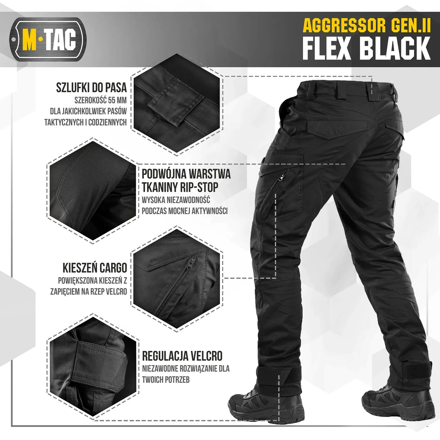 M-Tac Aggressor Gen.II Flex pantaloni tactici negri