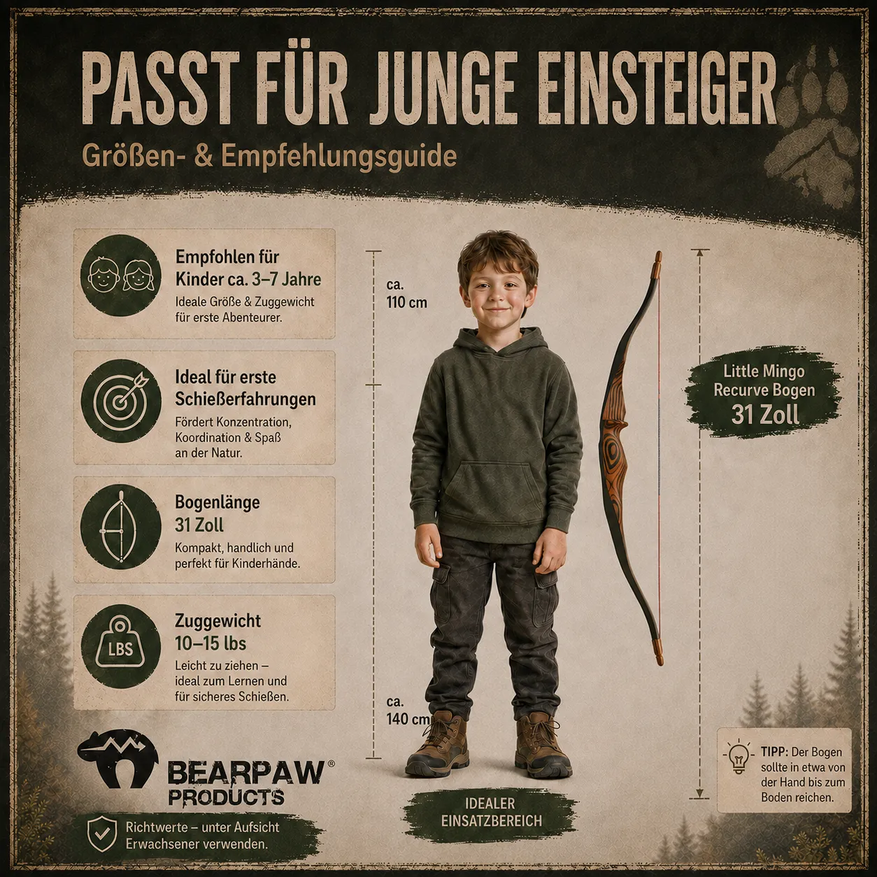 Bear Paw Penthalon Little Mingo set arc copii 31 inch