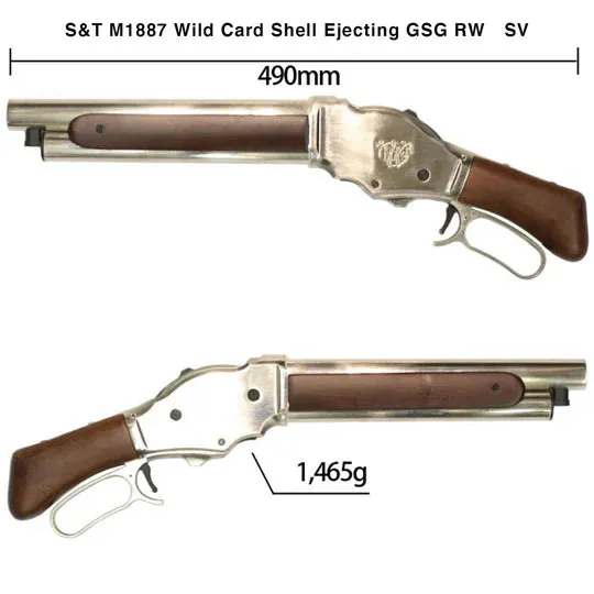S&T M1887 Wild Card shotgun gaz lemn real argintiu