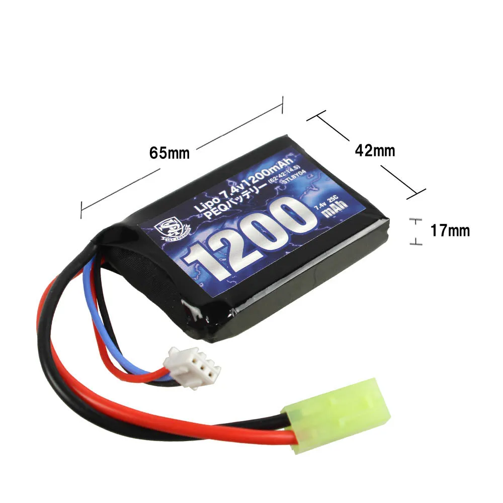 S&T LiPo 7.4V 1200mAh baterie airsoft PEQ